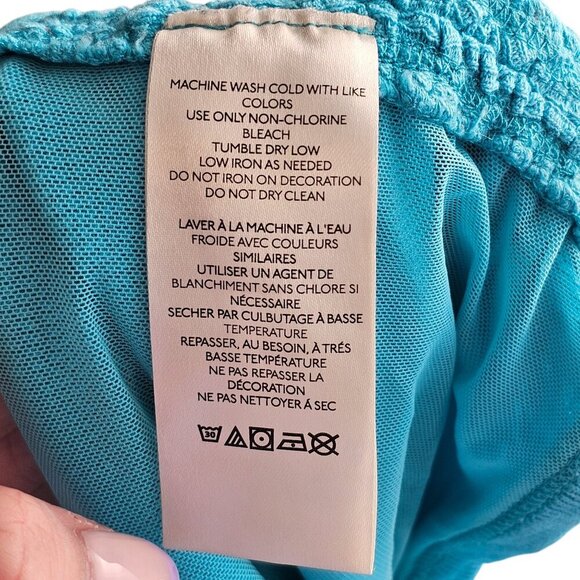 Free People Tie Shoulder Side Ruche Light Blue Tank Top Sz S - Picture 6 of 7